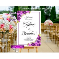 Purple Wedding Welcome Sign,Violet Wedding Welcome sign,(33cw)